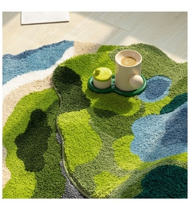 床前毯苔藓地毯卧室沙发毯客厅床边毯苔藓异形草地绿色脚垫地垫