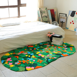 苔藓地毯植绒地毯垫卧室簇绒床边地毯客厅地毯机织苔藓地毯地垫