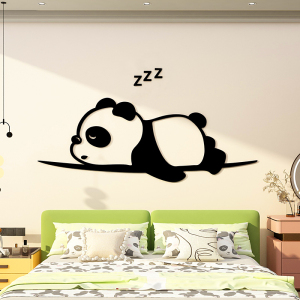 创意卡通小熊猫花花3d立体墙面贴纸儿童房间布置卧室床头背景装饰