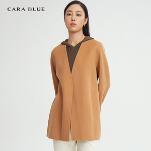 cara blue 喀啦 女大衣外套 女装时尚气质绵羊毛系带KC223PWH0001