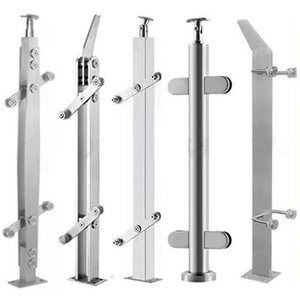 不锈钢圆方钢管立柱楼梯立柱玻璃扶手栏杆护栏大刀片扁钢立柱定制