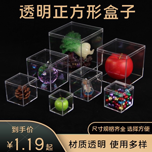 正方形透明盒小号迷你塑料有带盖收纳盒四方包装盒子鱼缸乌龟蚕盒