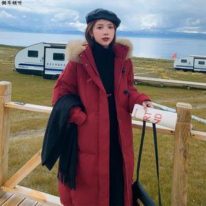 网红羽绒棉服胡楚靓休闲宽松女长款过膝棉服2024冬新款毛领外套潮