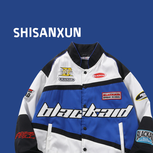 SHISANXUN美式复古赛车服外套男女欧美潮牌炸街机车加厚棒球夹克