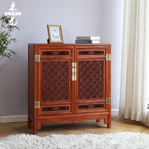 中式红木茶具柜缅甸花梨通花玄关茶叶柜收纳柜明式古典整装家具