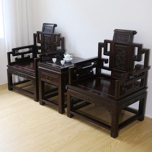 东非酸枝沙发单人椅红木太师椅木质实木明式中式大官帽椅客厅家具