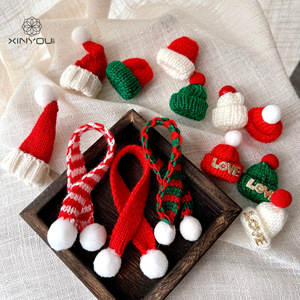 心悠圣诞熊配件毛线小帽子红绿围巾平安果礼盒装饰圣诞树DIY材料