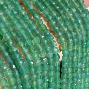 天然无优化AA级绿玛瑙刻面方糖6mmDIY手链项链饰品配珠散珠半成品