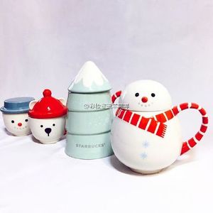 星巴克韩国2015圣诞雪人小熊马克杯搅拌棒杯垫焖烧 保温绝版特价