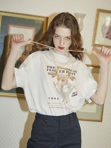 vitalsign “法式文艺仙女”韩国小众品牌  复古艺术印花短袖t恤