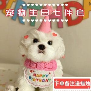 宠物猫咪狗狗派对生日帽围兜小狗口水兜口水巾比熊犬小猫帽子饰品