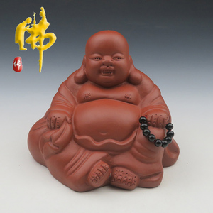 宜兴紫砂茶宠茶玩摆件工艺品佛像佛祖如来观音菩萨供养佛珠大肚佛