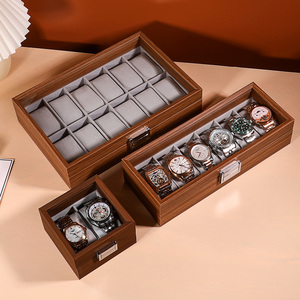 胡桃木纹手表盒收纳盒腕表盒子手链盒子手表收藏盒防尘首饰盒家用