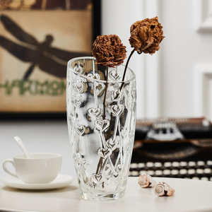 创意水晶之恋透明玻璃花瓶水培花器富贵竹插花客厅装饰花艺摆件
