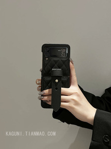 气质高级感小香风手腕带适用于三星zflip4手机壳新款GalaxyW23Flip折叠屏高档韩国网红zflip3翻盖防摔保护套