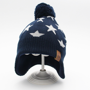 儿童帽子秋冬季男童保暖绒线帽婴幼儿宝宝加绒护耳帽小童套头冬帽
