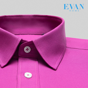 艾梵之家3系绛紫红男士全棉短袖衬衣夏季纯棉商务正装纯色衬衫