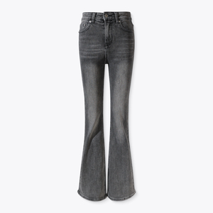 Jeans House正品美式质感洗水年代感长款微喇叭裤子女显瘦牛仔裤