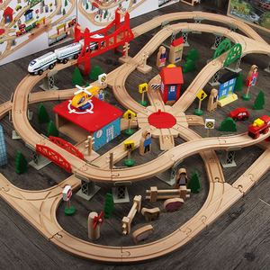 木质小火车轨道套装 磁性电动车头积木 益智类拼装儿童玩具