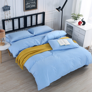 七维纯色四件套天蓝色被套床单浅蓝色宿舍上下铺床三件套床上用品