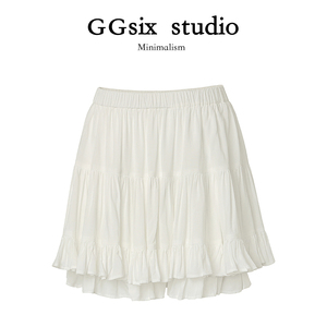GGsix~奶油千层 芭蕾蛋糕短裙女夏白色蓬蓬半身裙裤百搭甜美宽松