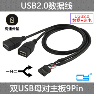 辰阳 台式机内置双口延长线 主板9Pin转USB2.0两口扩展线  50cm