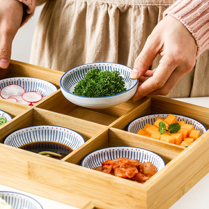日式餐厅创意火锅店餐具配菜九宫格竹木盒多格零食盘酱料拼盘套装