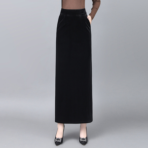 包臀裙女2024新款夏季长款到脚踝西装职业黑色一步裙直筒半身长裙
