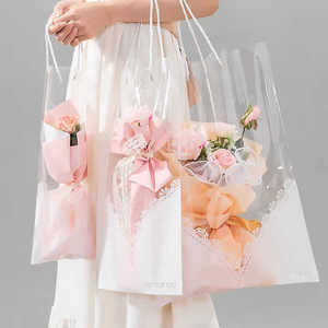 母亲节单支花束袋网红鲜花包装袋玫瑰花艺材料网红透明手提花袋