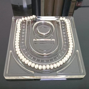 高透明亚克力项链设计盘展示盘透明珠盘测量刻度展示盘DIY穿珠盘