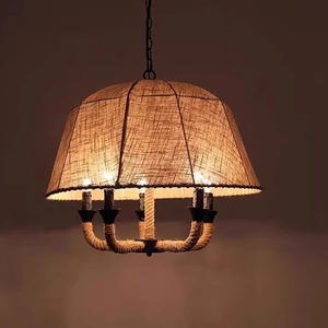 美式乡村复古吊灯田园风卧室客厅餐厅创意个性艺术装饰铁艺麻绳灯