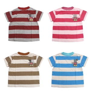 日本DD童装23年立体卡通米奇老鼠经典条纹纯棉男女儿童短袖t恤