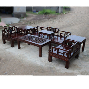 新中式实木宫廷沙发茶几组合简约现代客厅小户型禅意罗汉床榆木头