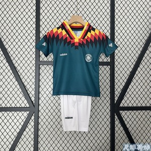 Adidas阿迪达斯1994德国队儿童球衣复古18号克林斯曼童装足球队服