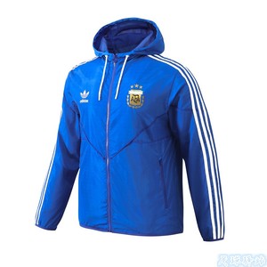 正品Adidas2024阿根廷国家队长袖风衣10号梅西出场外套夹克足球服