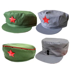军绿色帽子红卫兵帽老式解放帽灰色八角帽女兵帽表演道具帽