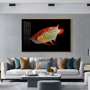 金龙鱼镶钻晶瓷画后现代客厅沙发背景墙装饰画年年有鱼挂画吉祥画