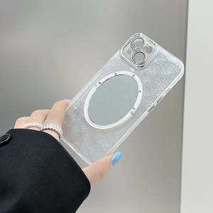 透明闪粉iphone15/14promax镜子手机壳银框镜头膜12/11适用苹果13电镀按键保护壳全包防摔高级感细粉外壳硅胶