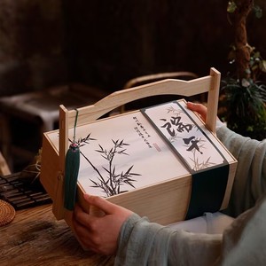 国风创意竹木端午节粽子特产茶叶咸鸭蛋外包装盒酒店手提礼品盒