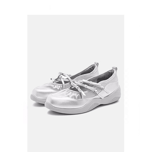 【春夏新款】董洁同款2024新款银色芭蕾舞鞋女厚底休闲单鞋蝴蝶结