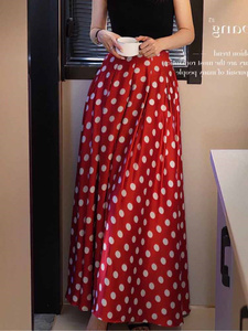 2023年夏季新款梨形身材红色波点半身裙女小个子设计感小众长裙子