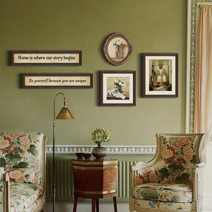 美式复古客厅装饰画沙发背景墙挂画怀旧艺术组合壁画北欧风格小众