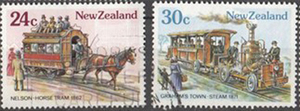 新西兰邮票早期运输车辆马车火车2枚信销票戳位不同现货划算