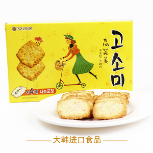 韩国原装进口休闲零食品 好丽友高笑美饼干大盒216g 芝麻薄脆饼干