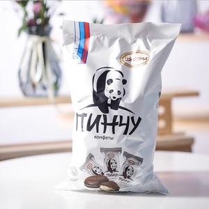 俄罗斯熊猫马卡龙威化糖独立包装进口食品咖啡味迷你夹心休闲零食
