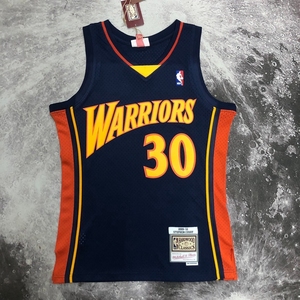 Mitchell Ness MN金州勇士队30号curry库里新秀球衣复古网眼印花