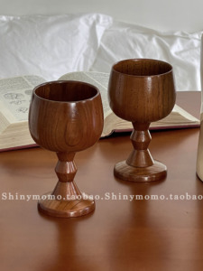 Shinymomo自制法式复古木质果汁酒杯香槟红酒杯创意水杯