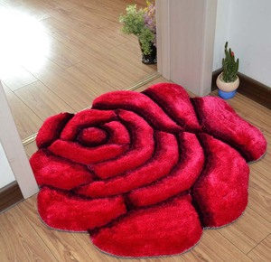 3D立体玫瑰花免洗地毯地垫婚房客厅男女神卧室床边毯进门玄关脚垫
