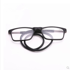 超轻折叠时尚便携磁铁老花镜可挂脖子硅胶软带老光远视眼镜买2送1