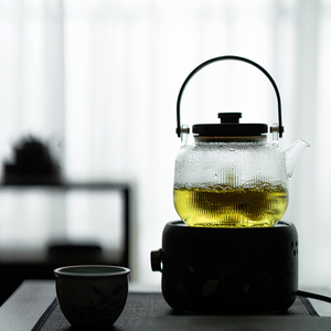 竹把玻璃茶壶木柄提梁壶煮茶具艺术茶器花茶杯电陶炉下午茶烧水壶